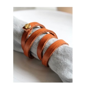 Designer Leather Napkin Ring For Dining <b>Table</b> Reusable Elegant Napkin Holder For <b>Party</b> <b>Table</b> Setting - Product Image 1