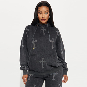 Ensemble de survêtement et pantalon de jogging pour femme, effet délavé, en molleton doux et confortable, idéal pour la gym, la course à pied et les voyages. - Product Image 2