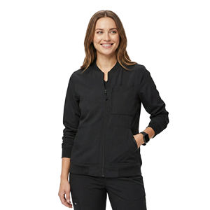 Blouson médical OEM en spandex pour femmes, avec fermeture éclair frontale, uniforme d'infirmière, manteau chaud de médecin, poignets élastiques, style bomber - Product Image 1