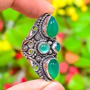 Natural Green Onyx Handmade <b>Ring</b> 925 Sterling Silver Gemstone Jewelry Designer <b>Statement</b> <b>Ring</b> for Women Gift - Product Image 5