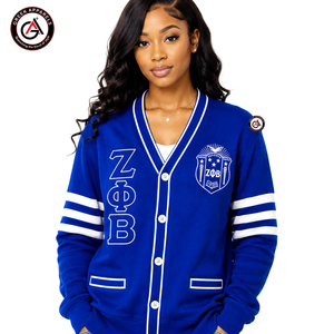 เสื้อคาร์ดิแกนผู้หญิงปักลายอะคริลิคติดกระดุม Zeta Phi Beta รุ่นวินเทอร์ |   ZOB Sorority สไตล์วินเทจแบบกำหนดเอง - Product Image 4