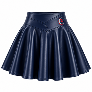 Jupe plissée mini trapèze taille haute en similicuir pour femme, couleur unie, mode automne - Product Image 5