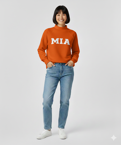 Sweat-shirt à col montant vert foncé pour femme avec un design graphique audacieux avec inscription MIA, parfait pour un style décontracté et élégant - Product Image 6