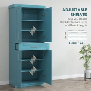 Mobile da Cucina in Legno Massello Stile Moderno, Armadio Multifunzionale con Pannelli in Compensato e Melamina, Arredamento per Soggiorno - Product Image 5