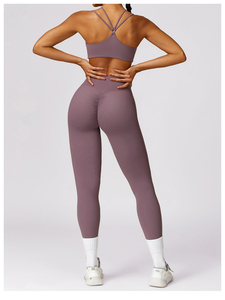 Soutien-gorge de sport yoga sans coutures, respirant, léger, séchage rapide, maintien élevé, coussinets amovibles, dos ouvert, ourlet incurvé, doux et sans bretelles - Product Image 3