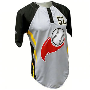 เสื้อเบสบอลคอเฮนลีย์แบบแร็กแลนลายเปลวไฟสั่งทำพิเศษ ผ้าโพลีเอสเตอร์ 100% ระบายเหงื่อได้ดี ผู้ผลิตชุดกีฬาแบบ OEM - Product Image 4