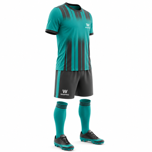 Conjunto de Camiseta de Fútbol para Hombre WARPRO, Manga Corta, Diseño Sublimado a Rayas con Degradado, Poliéster que Absorbe la Humedad, para Adultos, Todas las Temporadas - Product Image 3