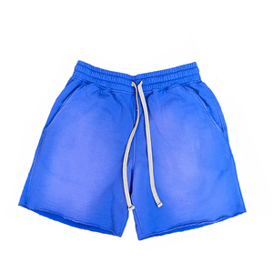 Trendy Vintage Gradient <b>Bleached</b> Shorts Fleece Fabric Unisex Elastic Waist Summer Casual Beach Lounge Wear - Product Image 3