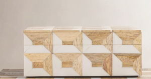 Caja de Madera con Incrustaciones de Hueso Hecha a Mano, Mosaico Geométrico Decorativo, Caja de Almacenamiento para Joyas y Decoración de Mesa de Centro - Product Image 2