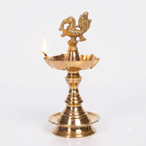 Traditional Brass Oil Lamp With Peacock Design For Religious Ceremonies Diwali Decor for Home <b>Mandir</b> decor - Product Image 1