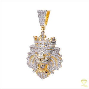 Exclusive Hip Hop <b>Crown</b> Animal Pendant with Fully Flooded Lab Grown Diamond Setting and <b>Silver</b> Finish - Product Image 6
