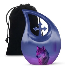 Urne funéraire en forme de larme de papillon bleu pour urne gravée de cendres humaines pour urne masculine adulte avec sac en velours gratuit - Product Image 3