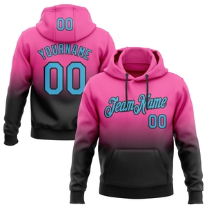 Wholesale Direct Industry New Design Custom Stitched <b>Pink</b> Sky Blue-Black Fade Fashion Sports Pullover <b>Sweatshirt</b> Hoodie - Product Image 1