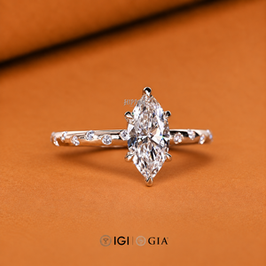 Bague de fiançailles en diamant marquise avec sertissage pavé, bague de mariage en diamant de laboratoire pour elle, bague cadeau d'anniversaire faite à la main - Product Image 2