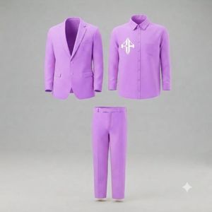 Traje de Pantalón y Chaqueta de Terciopelo Estilo Italiano para Hombre, Antiarrugas, Transpirable, Cierre de Botones, Diseño Plano Frontal, Viscosa/Poliéster - Product Image 1