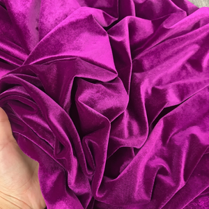 Medium Weight Purple Velvet Fabric 100% Polyester Woven Solid Plain Style 130 GSM Breathable Soft Luxurious Wedding Apparel - Product Image 4