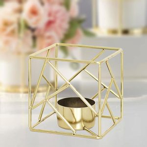 Support de bougie décoratif en métal moderne en forme de cube géométrique pour bougies chauffe-plat, idéal pour mariage, anniversaire, fête, centre de table à la maison - Product Image 5