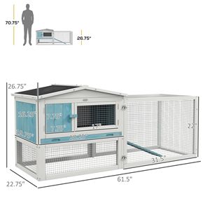 "Modern Luxury <b>Small</b> Animal House-Stainless Steel Rabbit Hutch W/ Detachable Run <b>Slide</b>-Out Tray & Indoor/Outdoor Usage" - Product Image 3