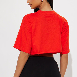 Camiseta Oversize de Algodón para Mujer, Diseño Personalizado con Logotipo, Top Corto de Alta Calidad para Verano - Product Image 2