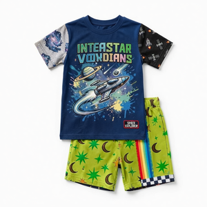 Conjunto de Ropa Casual de Verano para Niños, Camisa de Tela Suave con Pantalones Cortos, Atuendo Cómodo, Talla Personalizada, Cadena de Suministro al por Mayor - Product Image 5