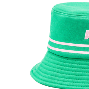 Fleece <b>Bucket</b> <b>Hat</b> Pink and Green <b>Women</b> Sorority Inspired Soft Warm Outdoor Fisherman Cap Embroidered Greek Style Winter - Product Image 4