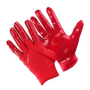 Gants de football américain en silicone respirant avec revêtement en cuir, personnalisables avec le nom de l'équipe, poignées antidérapantes, sangle de poignet réglable - Product Image 1