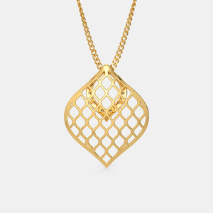 Collier pendentif en or jaune géométrique en forme de goutte d'eau avec diamant de laboratoire - Product Image 2
