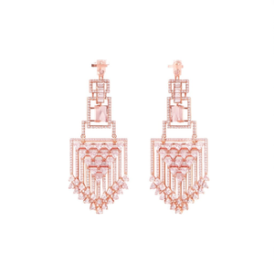 ต่างหูคริสตัลสำหรับผู้หญิง-ชุบทองคำสีกุหลาบประดับหิน-13114821WH - Product Image 2