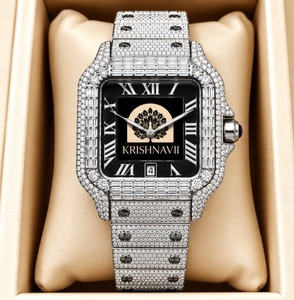 Radiant Diamond <b>Watch</b> Silver Crystal Studded Designer Wristwatch Premium Fashion Jewelry Gift for <b>Womens</b> Stylish Daily Wear Chic - Product Image 4