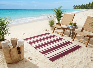 Tapis de cuisine rectangulaire rayé en coton, tissage plat, antidérapant, style moderne avec dos en caoutchouc - Product Image 3