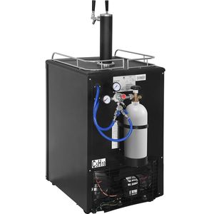 Dispenser di Birra a Doppio Rubinetto da 32 Pollici con Kegerator Refrigeratore e Scaldabirra, Ripiani per Bombole CO2 e Vassoio Raccogligocce - Product Image 3