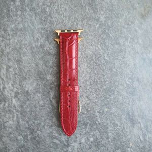 Bracelet en cuir de crocodile fait main pour Apple Watch, bracelet personnalisable à vendre, bracelets de montre en cuir de luxe - Product Image 4