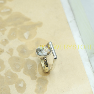 Natural Oyster Turquoise Gemstone <b>Ring</b> Handmade 925 Sterling Silver & Brass Boho <b>Statement</b> <b>Ring</b> Artisan Jewelry Gift for Her him - Product Image 6