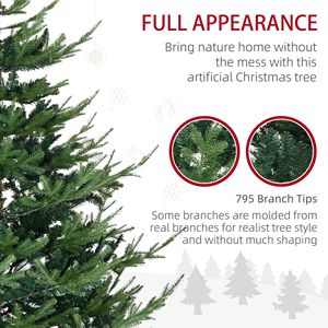 Albero di Natale Artificiale in Pino Nordico da 180 cm con 795 Rami Realistici, Base in Acciaio Verde Larga ad Apertura Automatica per Decorazioni Natalizie - Product Image 5
