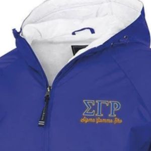 Royal Blue Sigma Gamma Rho Classic Windbreaker Pullover <b>Jacket</b> with Embroidered Greek Letters <b>Lightweight</b> Long Sleeve Sportswear - Product Image 6