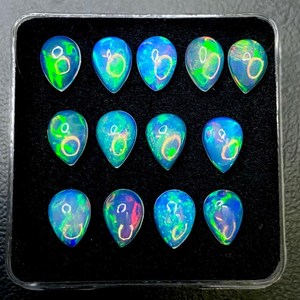 Lot de cabochons d'opale éthiopienne blanche en forme de poire, opale à reflets multiples, pierres précieuses de 6x4 mm à 8x10 mm pour bijoux - Product Image 1