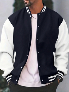 Fall Winter <b>Men</b> <b>Baseball</b> <b>Jacket</b> Youth Loose Stand-up Collar Single-breasted <b>Men</b> <b>Jacket</b> Fashion Casual College Boy <b>Jacket</b> - Product Image 2