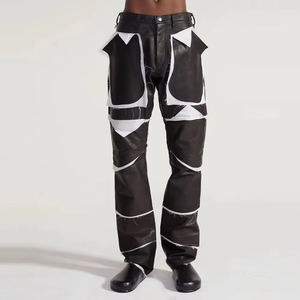 Pantalones de cuero personalizados de alta calidad para hombre, pantalones largos de cuero de cordero. - Product Image 4
