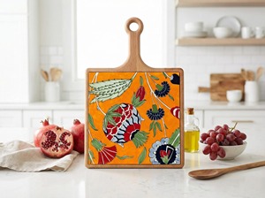 Plateau carré en bois bleu avec longue poignée, idéal pour le service dans les cafés et restaurants, et les cours de cuisine – Vaisselle élégante - Product Image 3