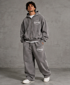Ensemble sweat à capuche et pantalon de survêtement unisexe personnalisé en coton 100% 360 g/m² épais, séchage rapide, imprimé sérigraphié, coupe large - Product Image 2