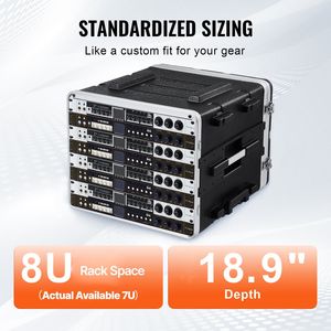 Armadio Rack 8U in ABS Resistente con Chiusure a Farfalla Rimovibili, Armadio Server Standard da 19 Pollici con Ruote - Product Image 3