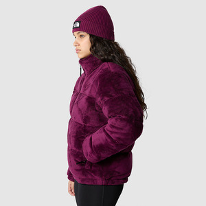 Chaqueta de Forro Polar Morado para Mujer, Cuello Alto, Cierre de Cremallera, Grosor Estándar, Ropa de Invierno, Manga Larga, Color Sólido, Corte Regular - Product Image 2