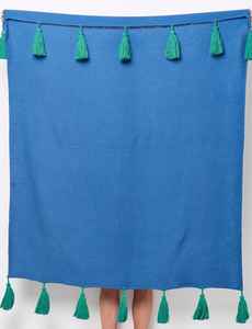 Manta Boho de Algodón Tejida a Mano con Borlas |   Manta Decorativa Tejida para Sofá |   Manta de Algodón con Flecos Personalizada al por Mayor - Product Image 4