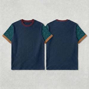 <b>Men's</b> <b>Burgundy</b> Floral Print Short Sleeve T-<b>Shirt</b> O-Neck Casual Knitted Regular Fit With Contrast Trim With Custom Summer <b>Shirt</b> - Product Image 5