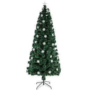 Árbol de Navidad Artificial Preiluminado de 2.1 m con Luces de Fibra Óptica Multicolores, 290 Ramas, Adorno Navideño, Decoración de Navidad - Product Image 1