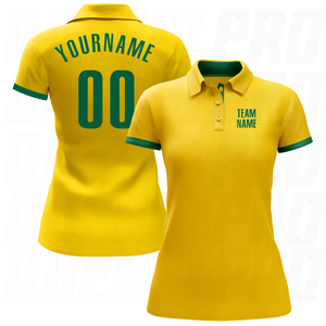 Polo Amarillo Verde para Hombre, Manga Corta, Transpirable, Tejido de Poliéster, Cierre de Botones, Nombre y Número Personalizados, Logotipo del Equipo - Product Image 3