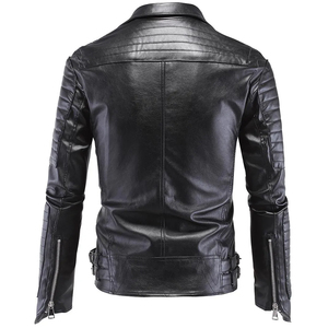 Blouson en cuir pour homme de haute qualité avec col montant, logo personnalisé, style moto et motard, vêtements d'hiver - Product Image 2