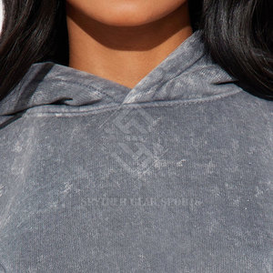 Sweat-shirt à capuche coupe-vent surdimensionné pour femme, personnalisé, effet vieilli, délavé vintage, style streetwear, marque privée - Product Image 5