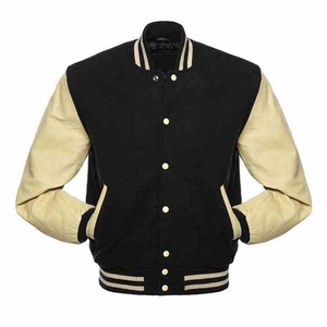 Wholesale Custom Men's Varsity Jacket Black <b>Red</b> <b>Wool</b> Waterproof Windproof Eco-Friendly with Snap Buttons - Product Image 6