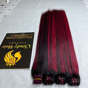 CDYHAIRVN Tissage de cheveux lisses comme des baguettes, couleur rouge piano, 100% cheveux humains vietnamiens, double épaisseur, extensions lisses et soyeuses - Product Image 3